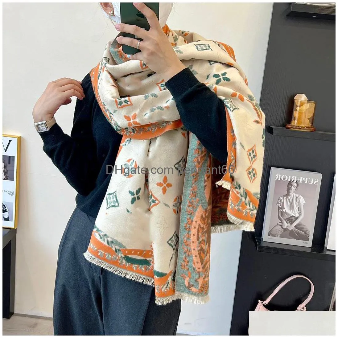 winter cashmere scarf for women design warm pashmina blanket letter scarves female shawl wraps thick foulard bufanda 180x70cm