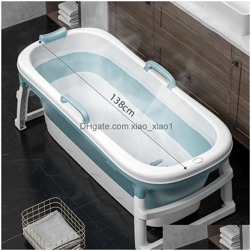 Bathtubs 138M Large Bathtub Adt Childrens Folding Tub Mas Bath Barrel Steaming Dualuse Baby Home Spa Sauna 2Size4688061 Drop Deliver Dhpn5