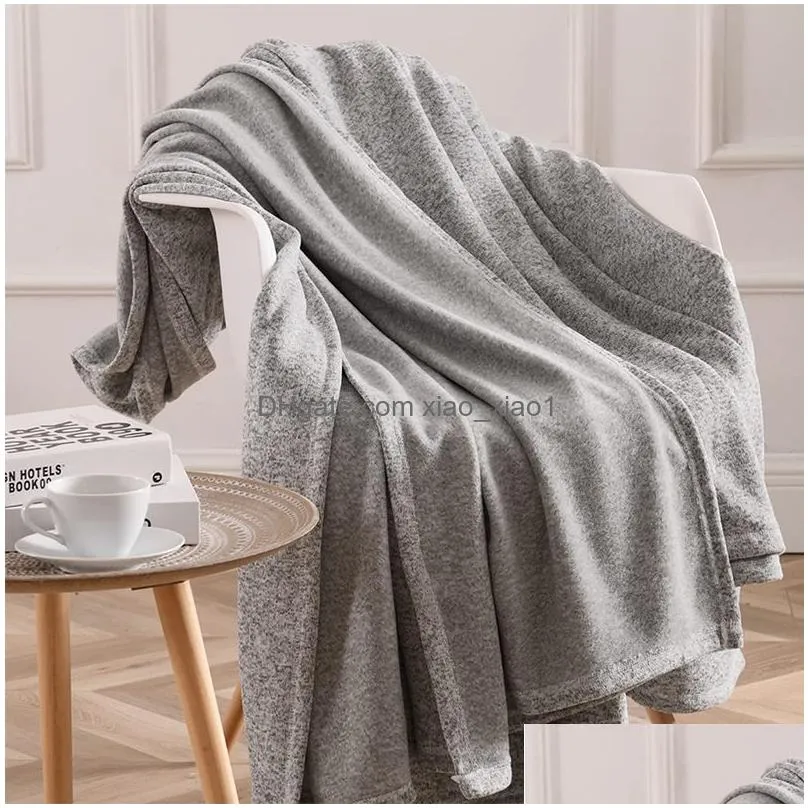 Blanket Sublimation Polyster 50X60Inch Blank Grey Jersey Sweater Fleece Blankets Diy Printing Sofa Bed Rug8826012 Drop Delivery Home Dhhd2