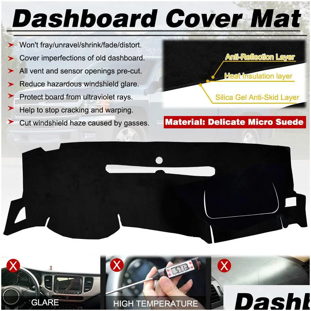 dash board cover protective pad for 07-13 gmc sierra chevrolet silverado car accessories dash board sunshade carpet 1 piece