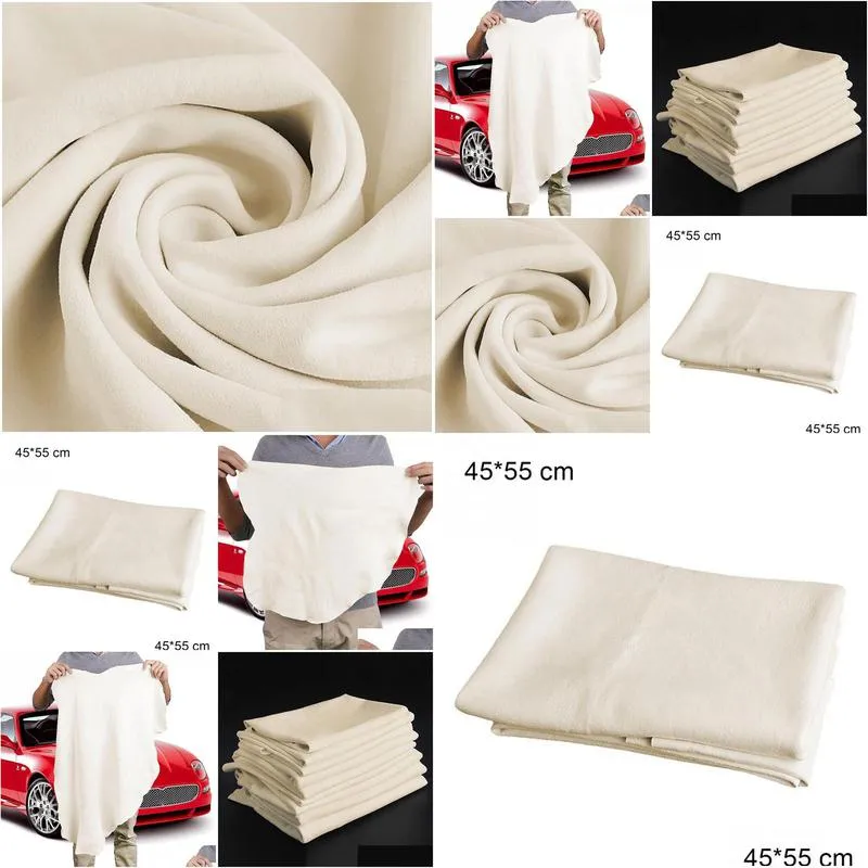 60x80cm auto care natural chamois leather cleaning cloth genuine leather wash suede absorbent quick dry towel streak lint 
