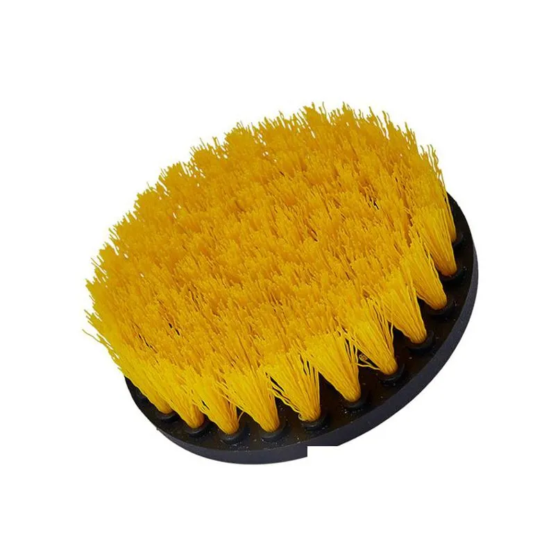 5inch white yellow plasstic soft drill brush kit plastic round cleaning brush for carpet glass car tires nylon brushes1