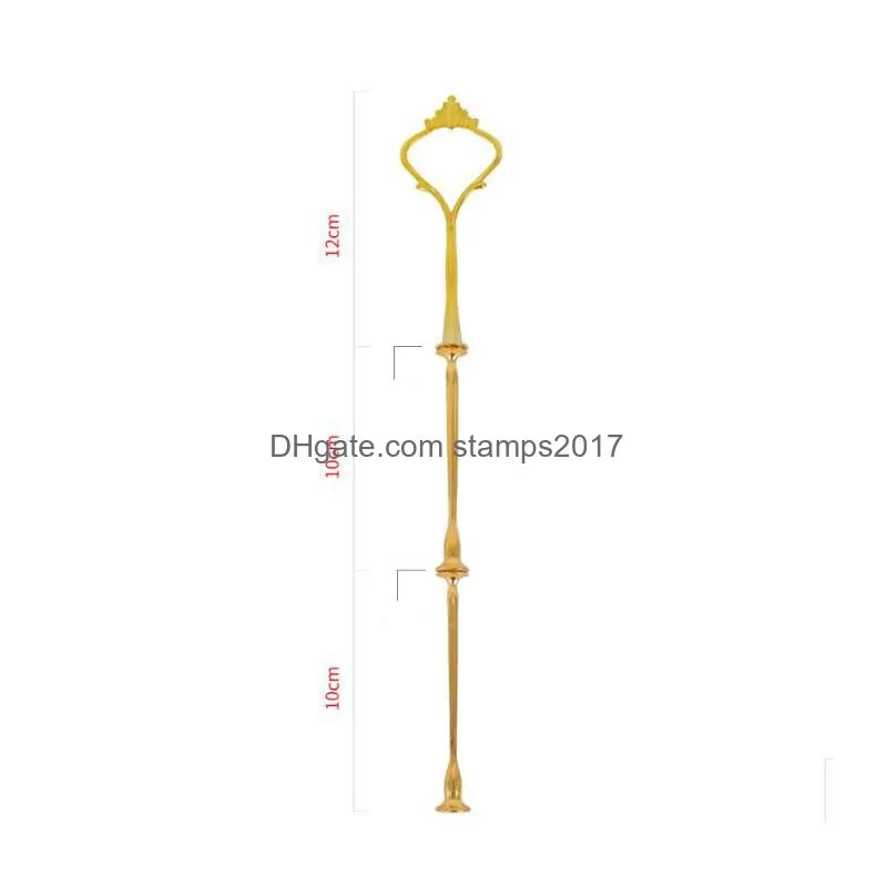 Other Dinnerware Fashionable European Style 3 Tier Cake Plate Stand Handle Fitting Sier Gold Wedding Party Crown Rod Ewf5659 Drop De Dhpkk