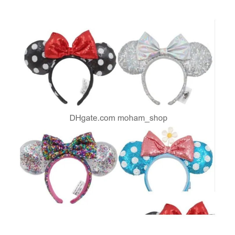 wholesale party decoration hair accessories mouse ears headband sequins bows charactor for women kids festival hairband girls