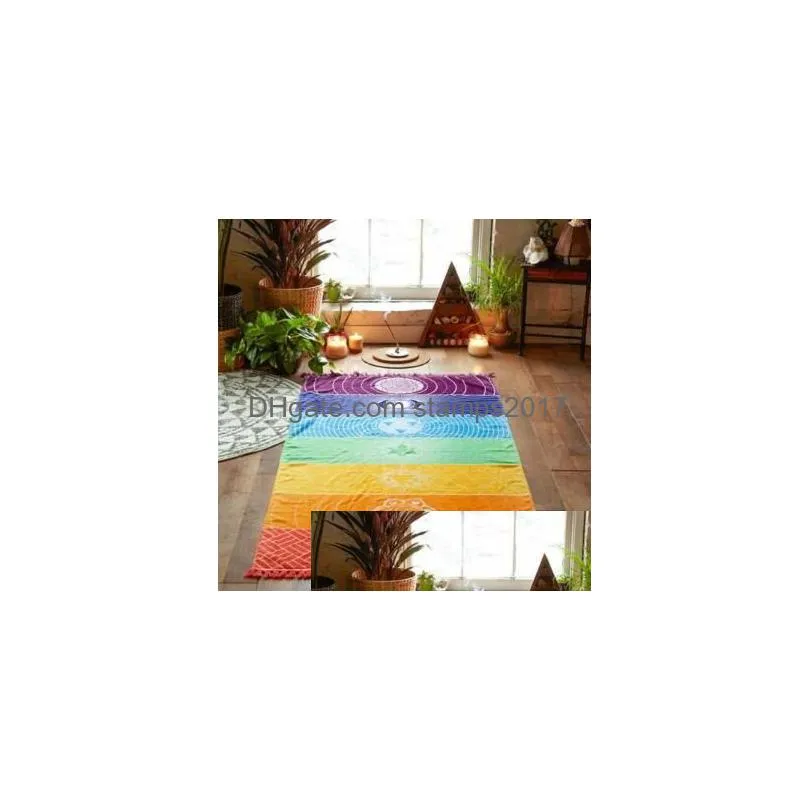 Towel 70X150Cm Polyester Beach Blanket Unisex Yoga Rainbow Color Bohemian Shawl Cca11125 20Pcs Drop Delivery Home Garden Textiles Dhgau