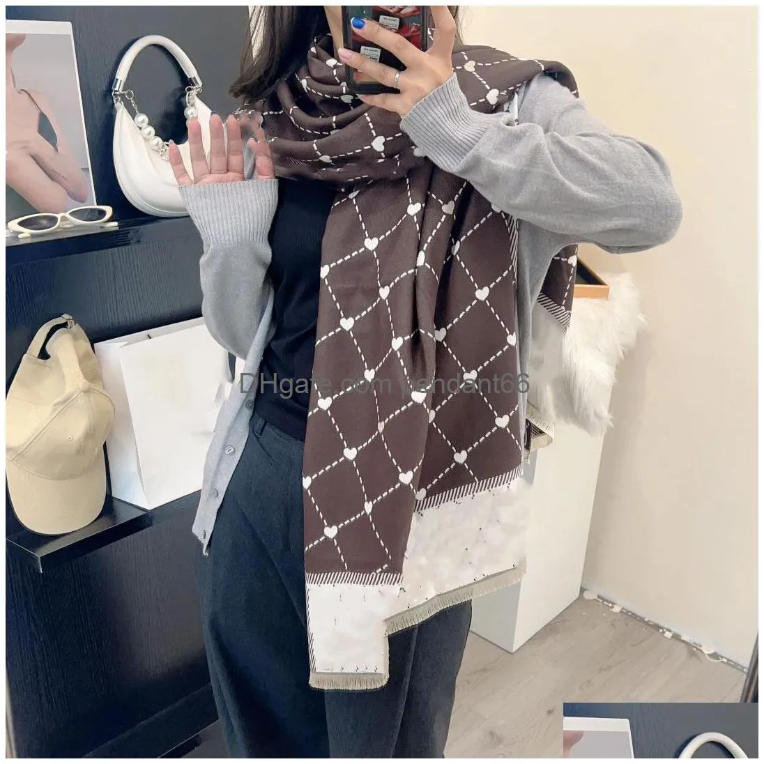 fashion winter designer scarf wool women letter long shawl classic cashmere scarves 180x65cm