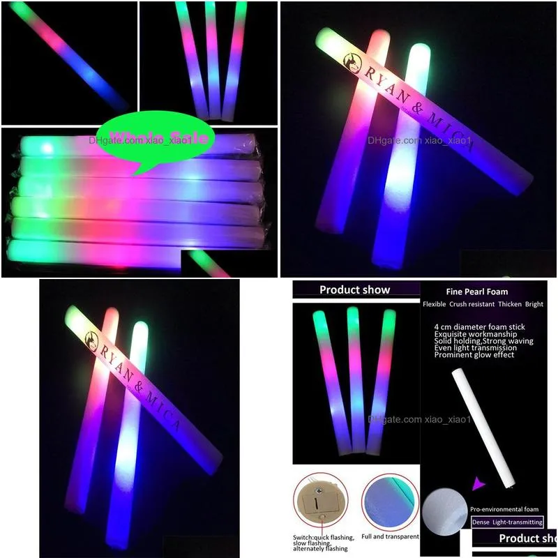 Party Decoration 30Pcs Rgb Led Glow Sticks Lighting Foam Stick For Wedding Concert Birthday Customized Y2010155167452 Drop Delivery Dh7Zb