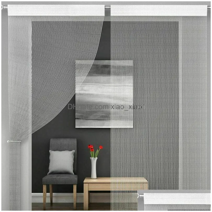 Curtain Living Room Curtains Shiny Tassel Hanging String Door Window Divider Drape Valance Home Decoration Drop Delivery Garden Text Dhibk