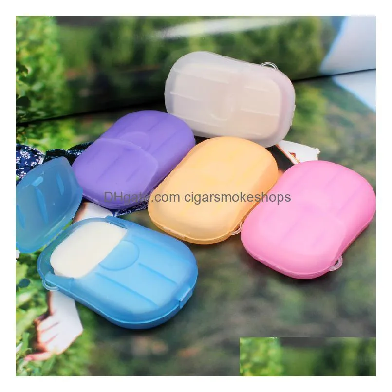 Soaps Mouse Hand Soap Compact Travel Camp Portable Anti-Bacterial Clean Paper Soaps Film With Mini Case Home Garden Bath Bathroom Acce Dhwtf