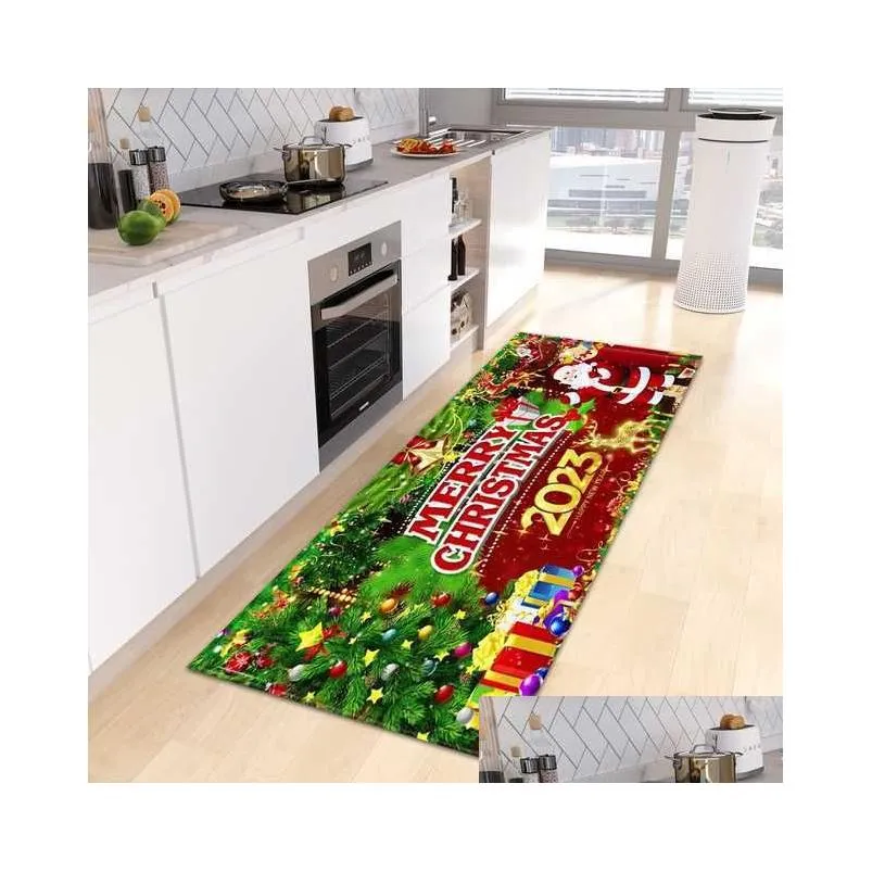 Christmas Decorations Kitchen Entrance Mat House Corridor Bedroom Living Room Floor Bathroom Balcony Decoration Non-Slip Carpet Drop Dhodu