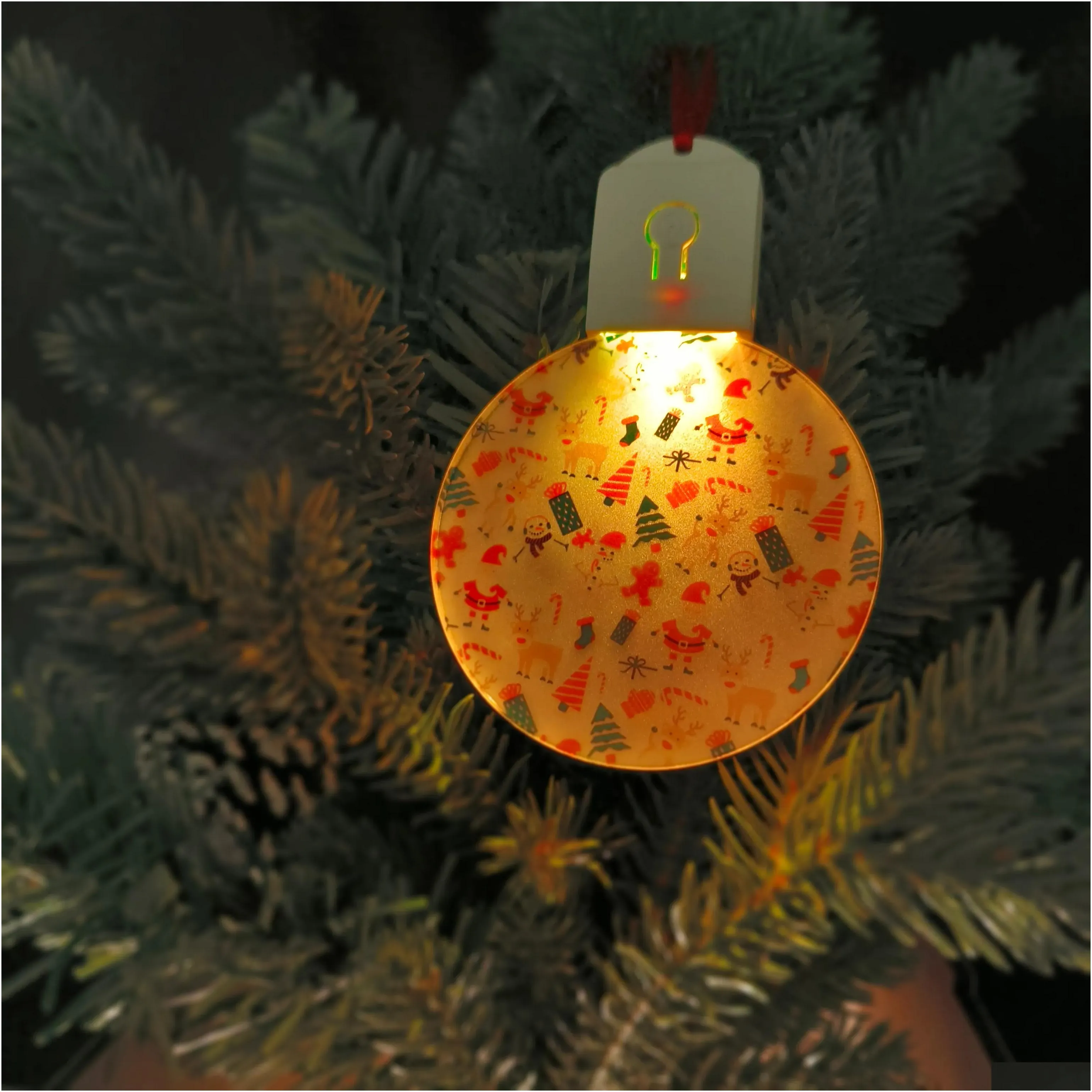 Christmas Decorations Sublimation Acrylic Lamplight Pendant Heat Transfer Printing Festival Ornaments Decoration Diy 2024 Year Drop Dhh1P