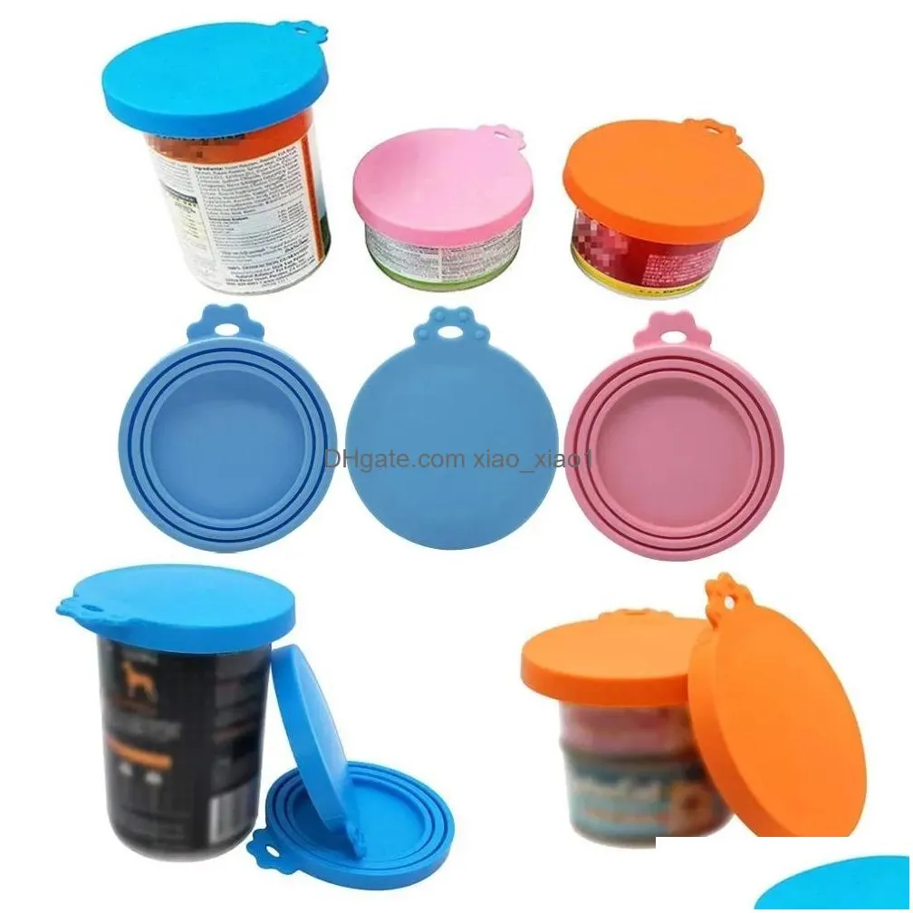 portable silicone dog cat canned lid 2-in-1food sealer spoon pet food cover storage -keeping lids bowl dog accessories