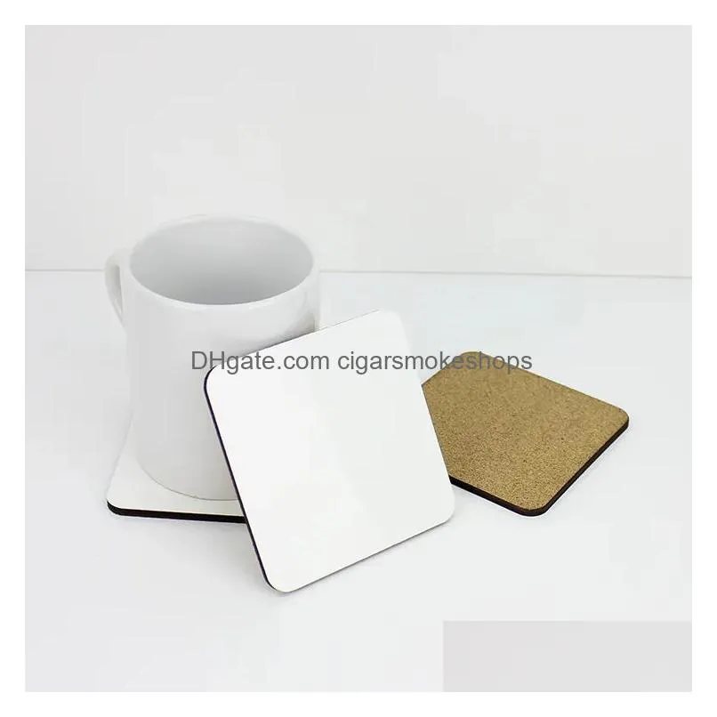 Mats & Pads Diy Sublimation Blank Coaster Wooden Insated Cork Cup Mat Mdf Advertising Gift Promotion Semifinished Mats For Home Garden Dhxsh