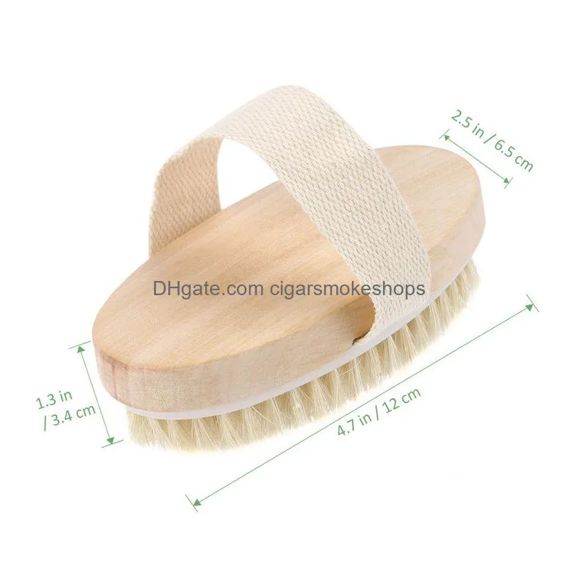 Bath Brushes, Sponges & Scrubbers Dry Skin Body Soft Natural Bristle Brush Wooden Bath Shower Spa Without Handle Home Garden Bath Bath Dh3Ch