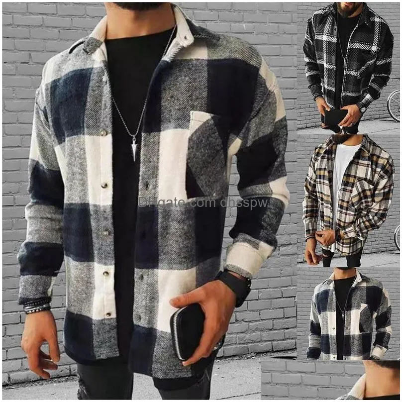 mens jackets 2022 brand fashion spring plaid casual flannel shirts long sleeve soft comfort slim fit styles men jacket cardigan shirt