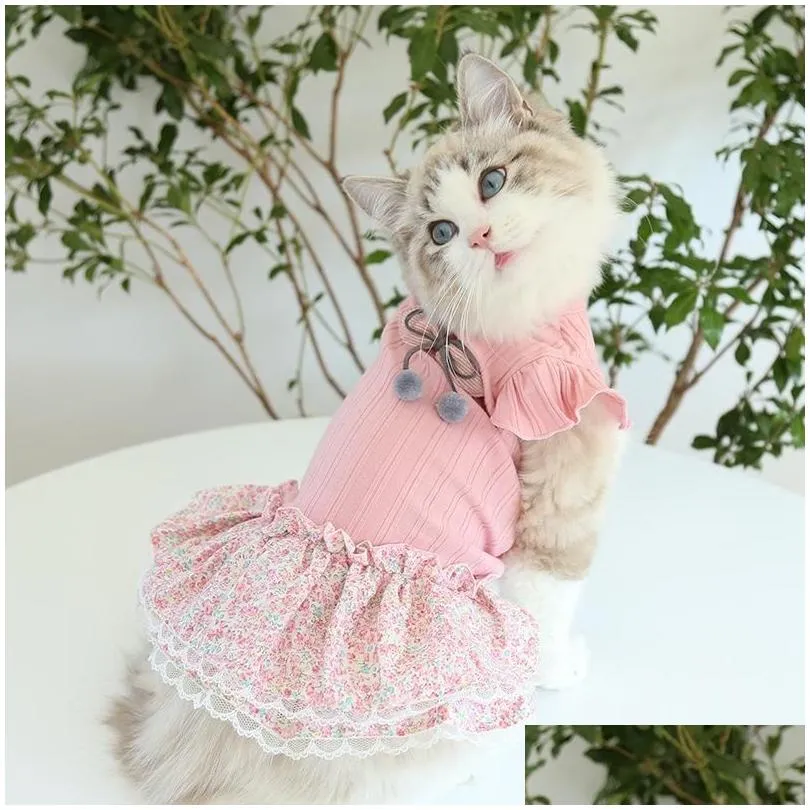 Dog Apparel Milk Shake Powder Girls Vest And Dresses For Dogs Pet Clothing Pink Color Dress Dog Clothes Goods Cats Apparel Home Garden Dhotw