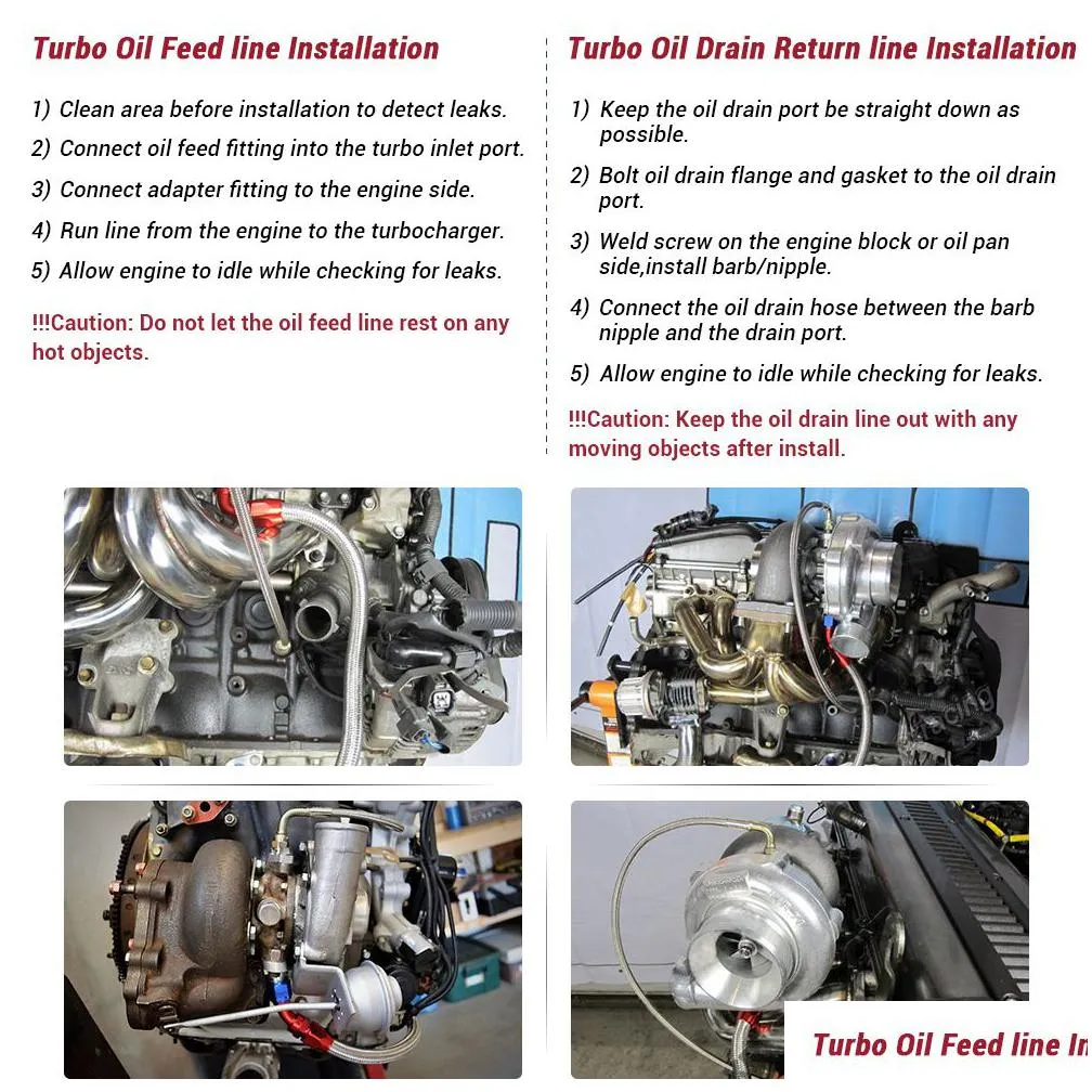 turbo oil feed line 90 degree an4 female to straight 1/8 npt male w/ an4 flange adapter gasket kit cross fitting for t3 t4 t04e t60