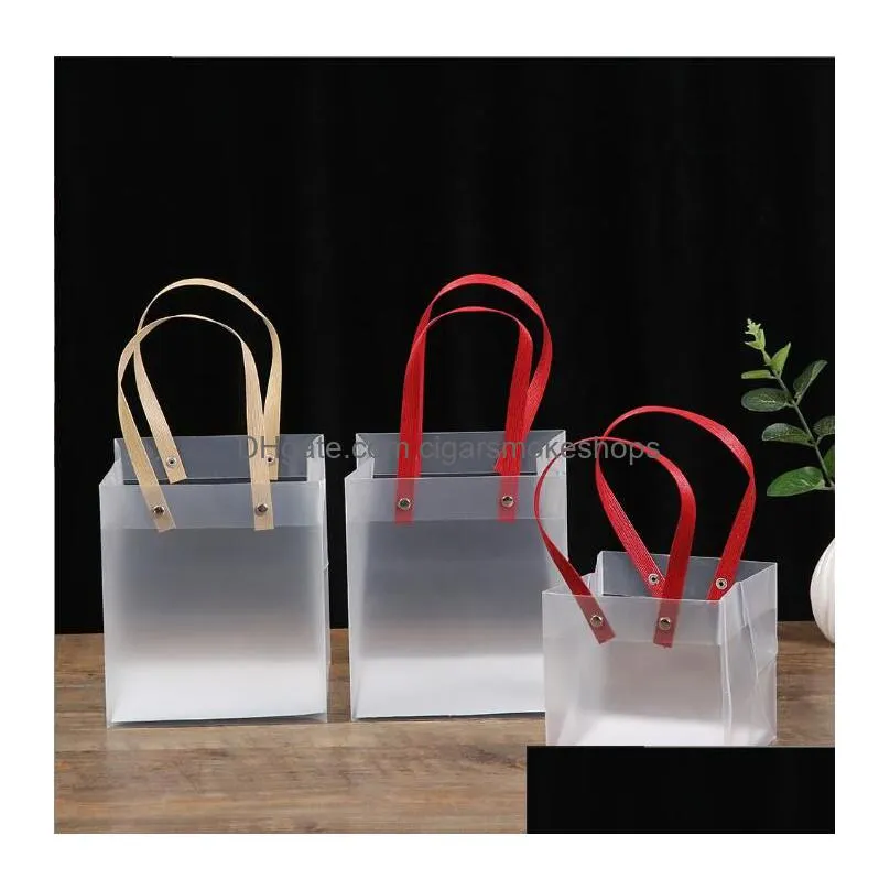 Gift Wrap Christmas  Gift Bag Wrap Transparent Frosted Pp Handbag For Wedding Candy Bags Holiday Wholesale Package Home Garden Fe Dhogw