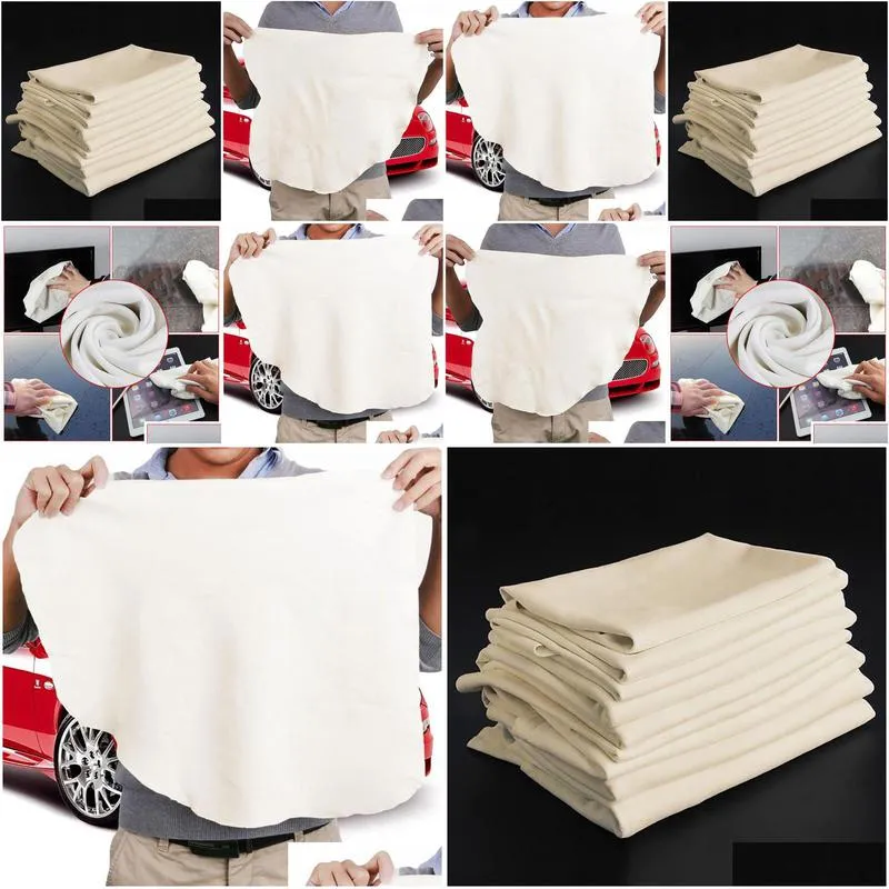 45x60cm auto care natural chamois leather car cleaning cloth leather wash suede absorbent quick dry towel streak lint 