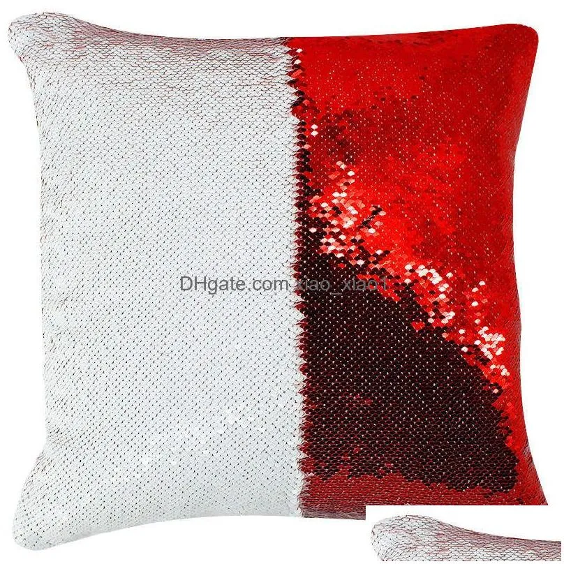 dhs 12 colors sequins mermaid pillow case cushion sublimation magic sequins blank pillow cases transfer printing diy personalized gift