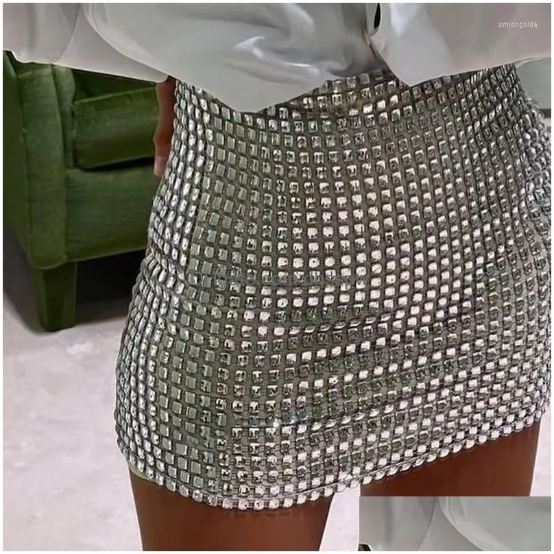 skirts woman fashion 2022 y2k sexy womens solid color slim fit mesh silver sequin pack hip mini skirt clothes