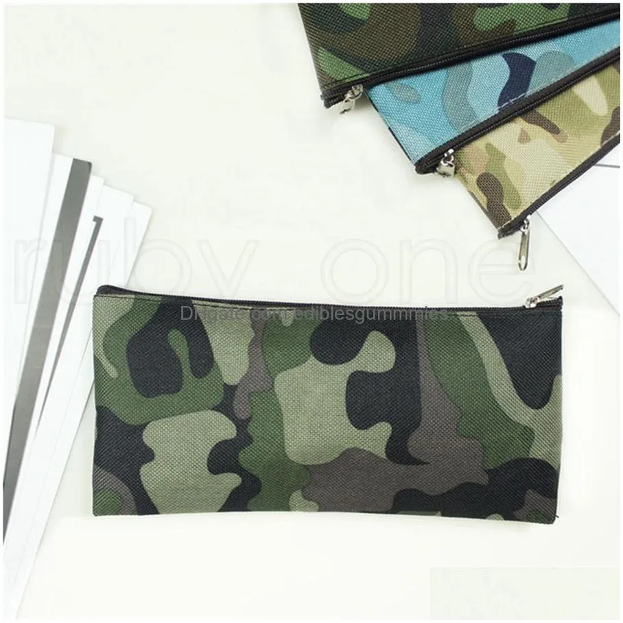 Pencil Bags Wholesale Camouflage Cosmetic Bag Boys Girls Pen Storage Case Camo Zip Pouch Brush Holder Makeup Organizer 4Styles Drop Dhr2M