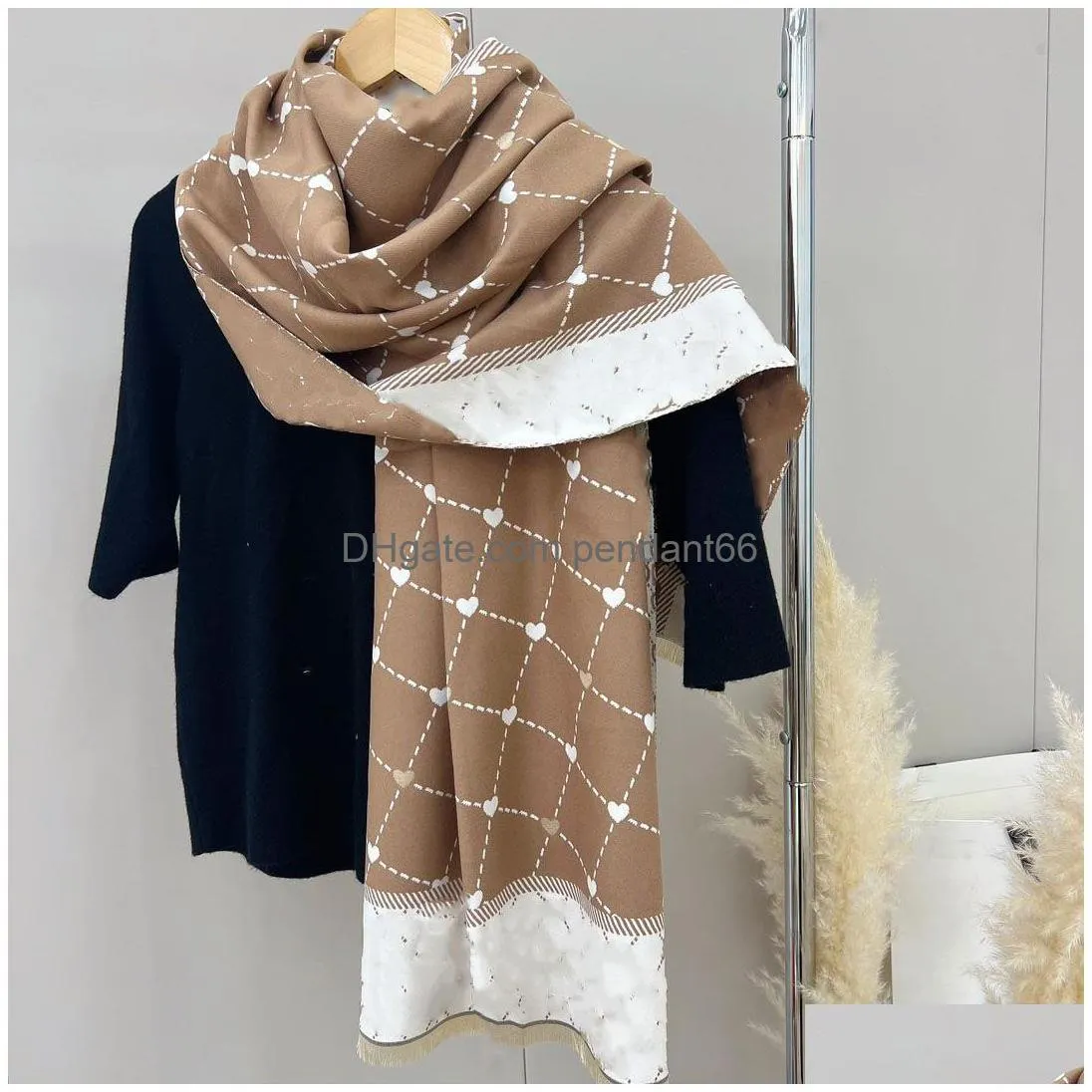 fashion winter designer scarf wool women letter long shawl classic cashmere scarves 180x65cm