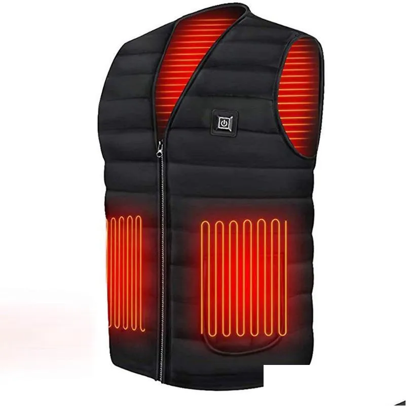 mens vests 5 places heated vest men women usb jacket heating thermal clothing hunting winter fashion heat black xl xxl