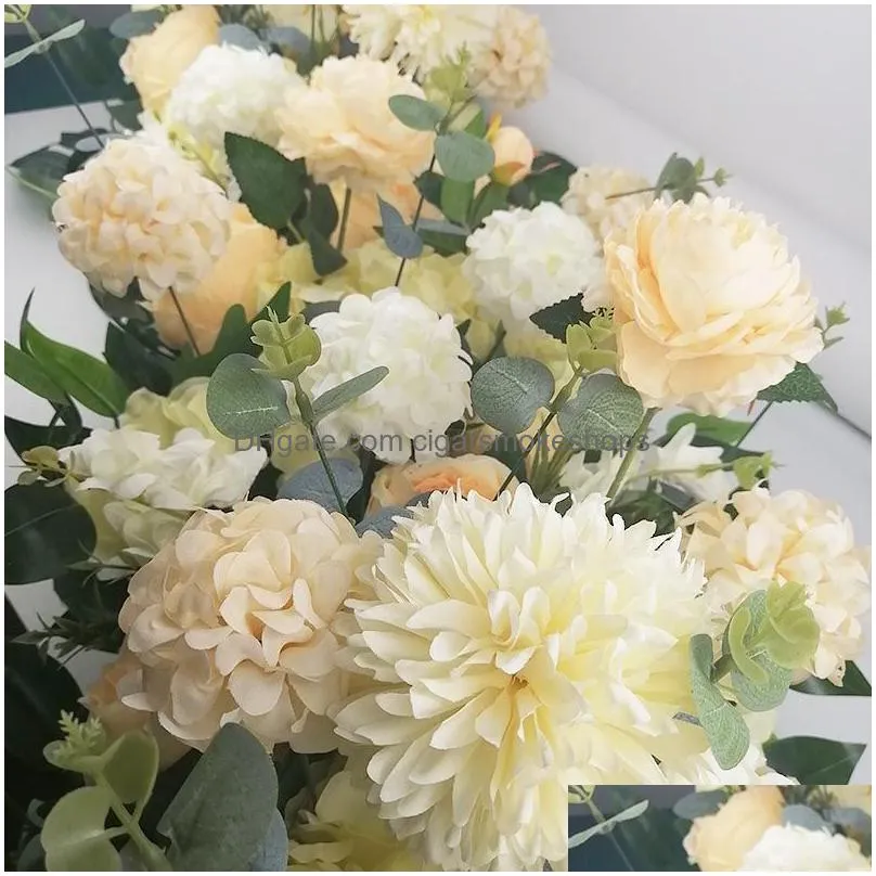 Decorative Flowers & Wreaths Upscale Artificial Silk Peonies Rose Flower Row Arrangement Supplies For Wedding Arch Backdrop Centerpiec Dhjob