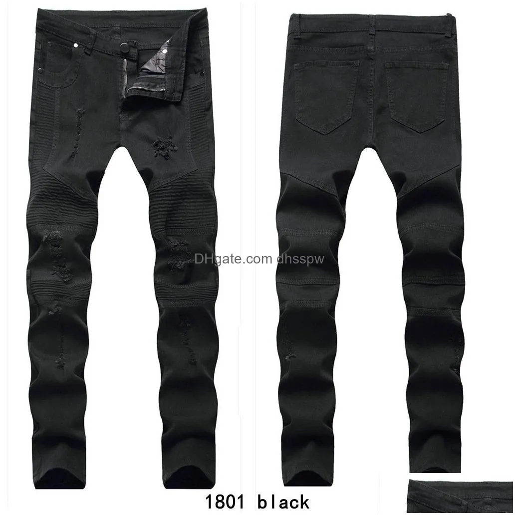 all black skinny jeans clearance sale men destroyed straight slim fit biker pants ripped denim washed hiphop ins trousers