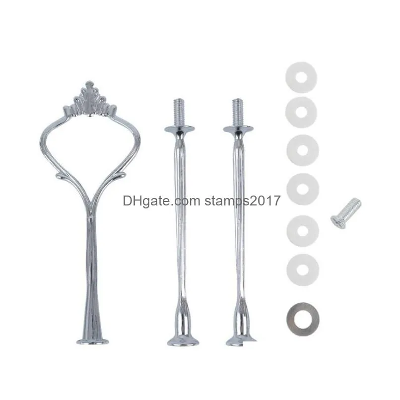 Other Dinnerware Fashionable European Style 3 Tier Cake Plate Stand Handle Fitting Sier Gold Wedding Party Crown Rod Ewf5659 Drop De Dhpkk