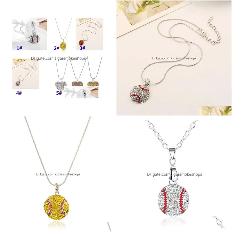 Party Favor Charm Rhinestone Baseball Necklace Softball Pendant Love Heart Sweater Jewelry Accessories Party Favor Home Garden Festive Dhwts