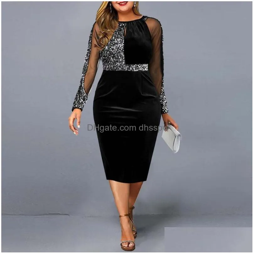 plus size dresses women party dress for 2022 elegant sequin embellishedwork wedding evening bodycon 4xl 5xl