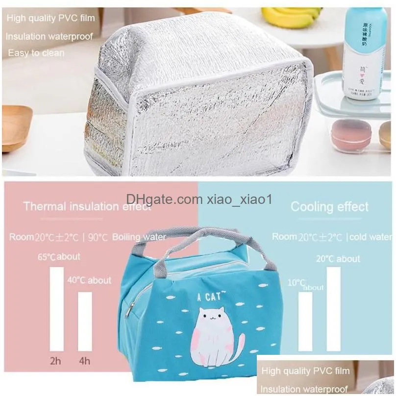 Storage Bags 2021 Cartoon Cute Lunch Bag For Women Girl Kids Thermal Insated Box Tote Picnic Milk Bottle6897599 Drop Delivery Home G Dhxl0