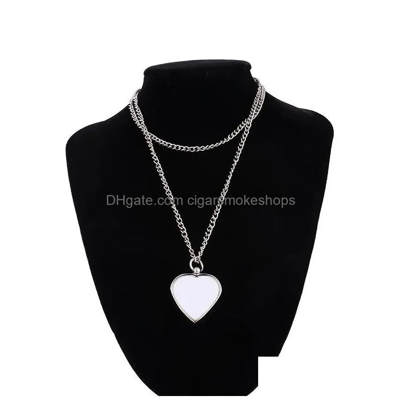 Pendants Sublimation Pendant Thermal Transfer Printing Necklace Urn Memorial Necklaces White Blank Diy Pendants Lovers Heart Ornament Dh9Et