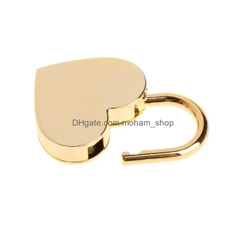 heart shape vintage metal mini padlock small bag suitcase luggage box diary book key lock with key 1107