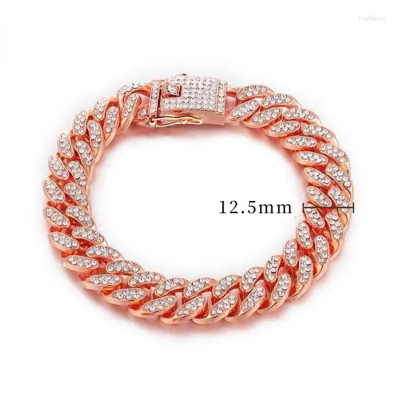 Dog Collars & Leashes Dog Collars Luxury Designer Collar Bracelet Bling Diamond Necklace Cuban Gold Chain For Pitbl Big Dogs Jewelry M Dhh6I