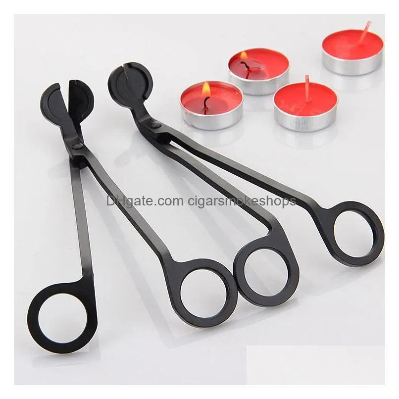 Scissors Stainless Steel Candle Wick Trimmer Oil Lamp Trim Scissor Tijera Tea Cutter Snuffer Tool Hook Clipper In Black Dipper Tray Ac Dhzvk