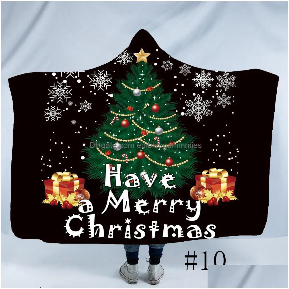 Blanket Christmas Hooded Adts Childs 3D Printed Plush Sherpa Fleece Blankets Throw Cloak Capes Warm Soft Towel Home Textiles Gga2588 Dharb