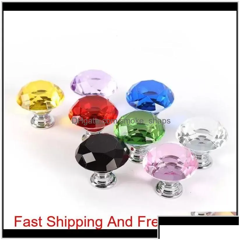 30mm diamond crystal glass door knobs drawer cabinet furniture handle knob screw furniture accessories 1107