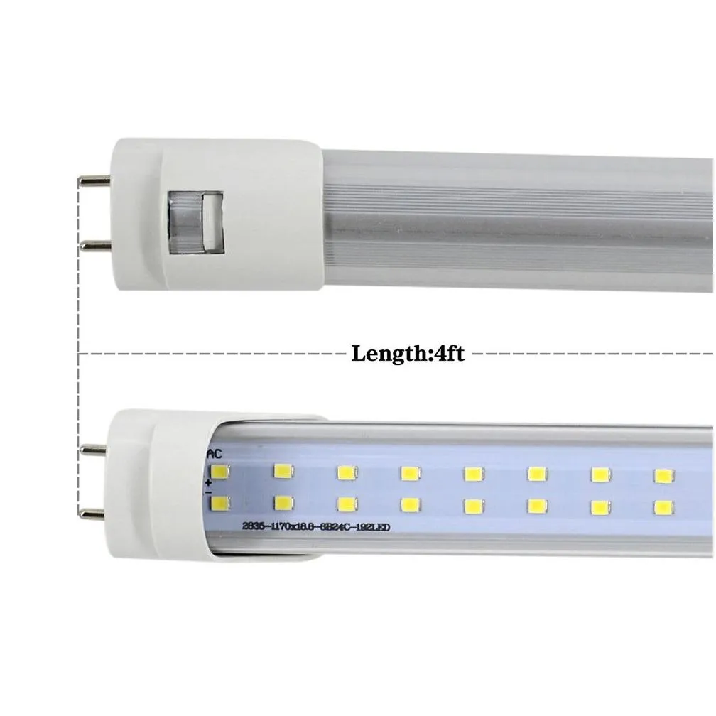 Led Tubes Fedex Ship Led T8 Tube 4Ft 28W 2835 G13 192 Leds Light Lamp Bb 4Feet 1.2M Double Row 85-265V Lighting Fluorescent Replacemen Dhiiz