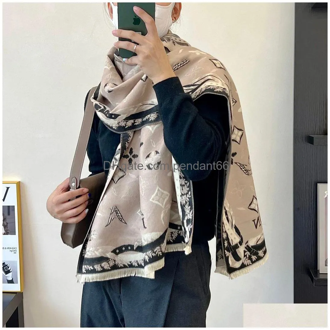 winter cashmere scarf for women design warm pashmina blanket letter scarves female shawl wraps thick foulard bufanda 180x70cm