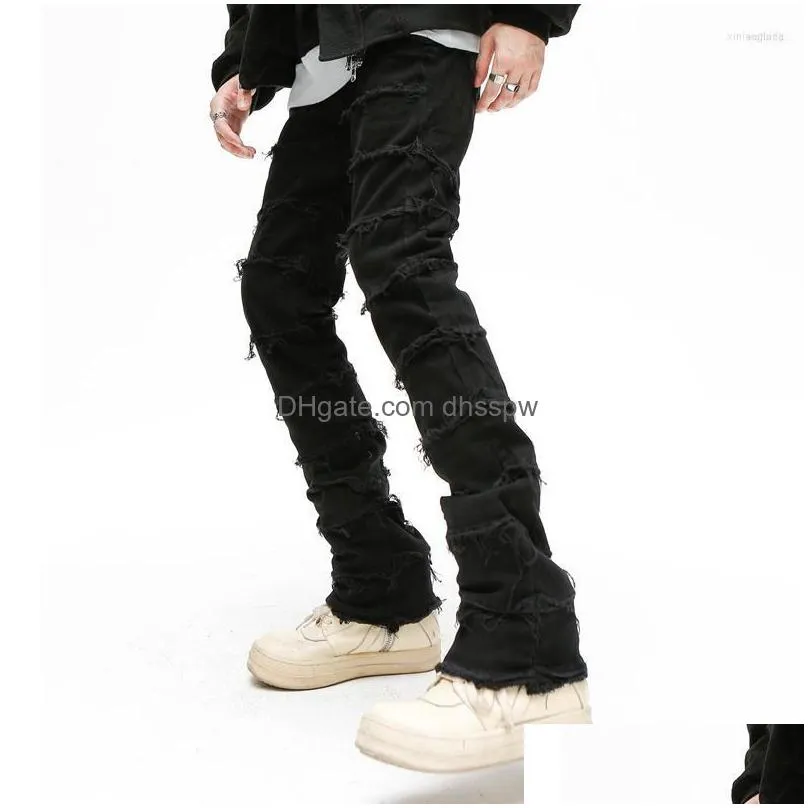 mens jeans mens mens retrowork flared pants grunge wild stacked ripped long trousers straight y2k baggy washed faded for men