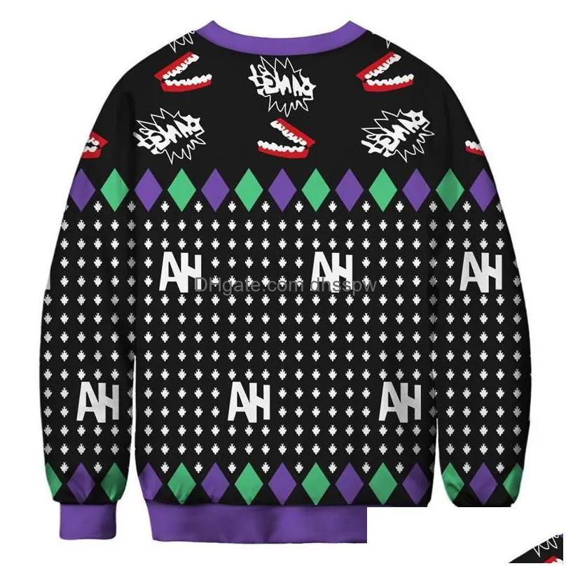 mens hoodies men women ugly christmas sweater 3d funny clown printed autumn holiday party xmas sweatshirt pullover jumpers tops