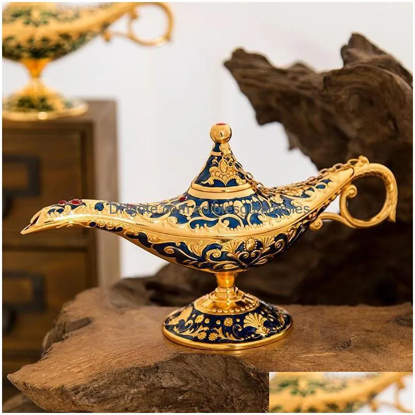 Fragrance Lamps Fairy Tale Magic Lamp Vintage Censer Creative Metal Aroma Burner Mti Color Incense Burners 35X12X18.5Cm Eea385 Drop Dhavd