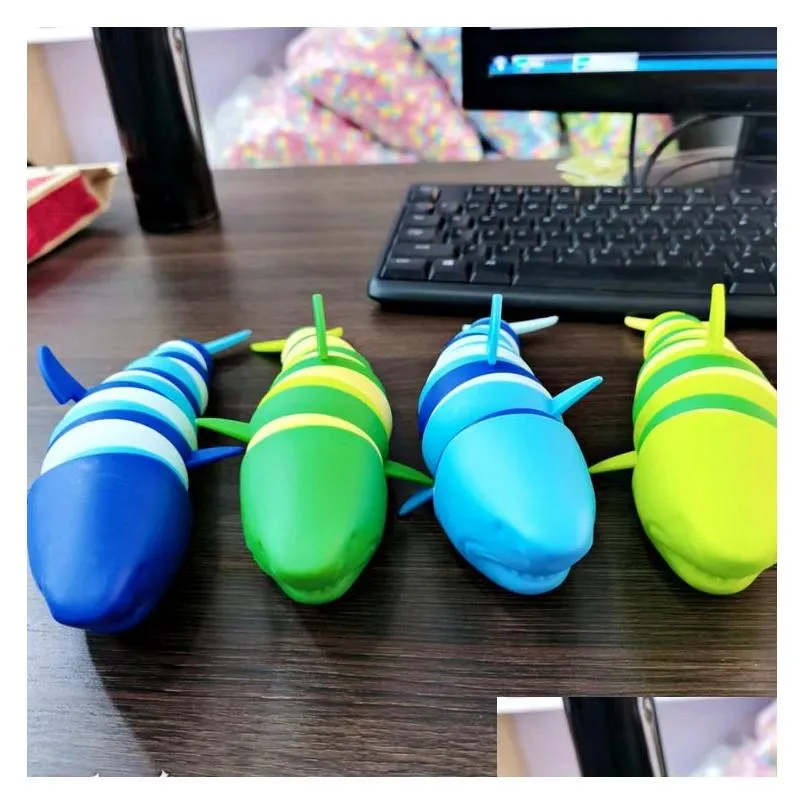 Decompression Toy Fidget Shark 3D Sensory Toys Printed Articated  Stim Slug Autism Christmas Party Favors Stocking Stuffers F Dhrsu
