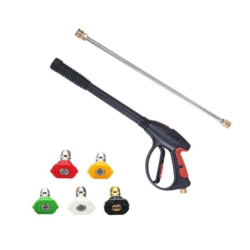 pressure washer gun 4000 psi power spray car wash gun with m22-14mm thread 21 inch extension wand and 5 nozzle tips