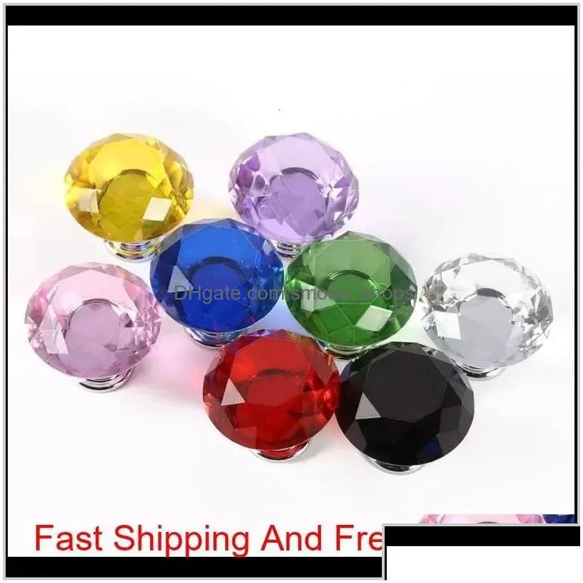 30mm diamond crystal glass door knobs drawer cabinet furniture handle knob screw furniture accessories 1107