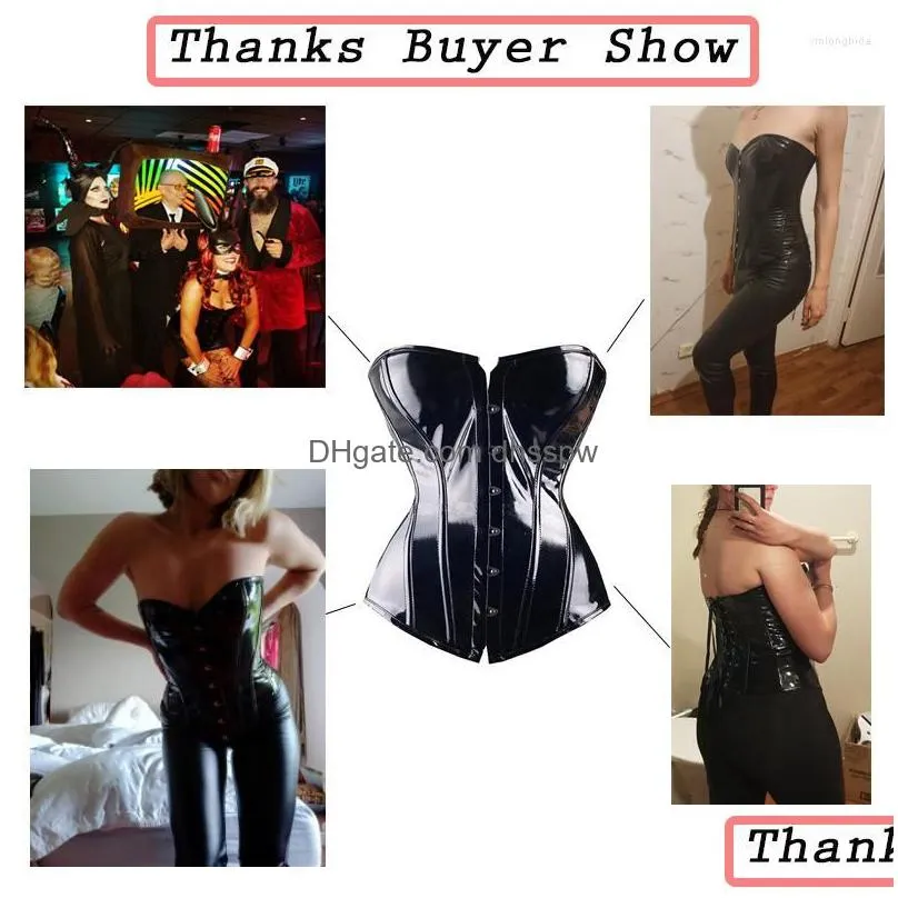 bustiers corsets women pvc overbust waist corset steampunk bustier top trainer body shaper banquet party sexy leather slimming