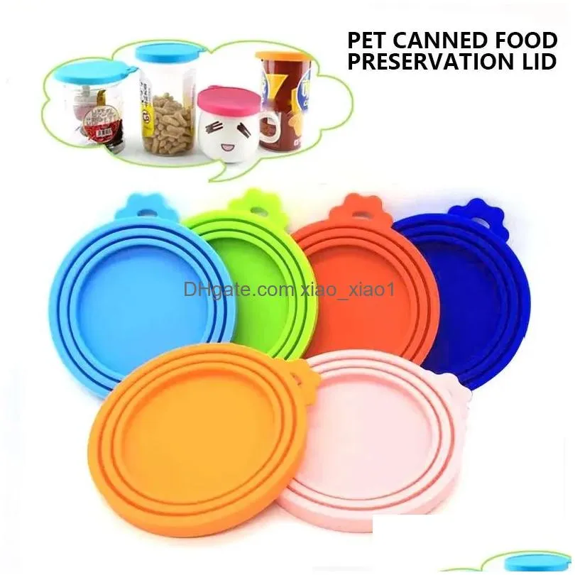 portable silicone dog cat canned lid 2-in-1food sealer spoon pet food cover storage -keeping lids bowl dog accessories
